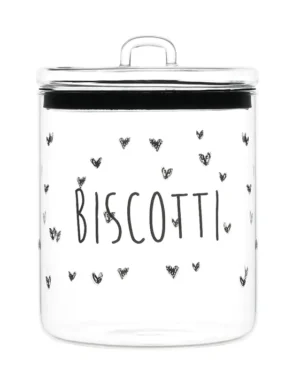 Simple Day Biscottiera in Vetro "Biscotti" con tappezzeria a cuori