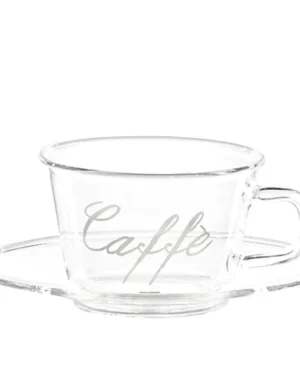 Simple Day Set 2 Tazzine "Caffè" in vetro con piatto con cuori