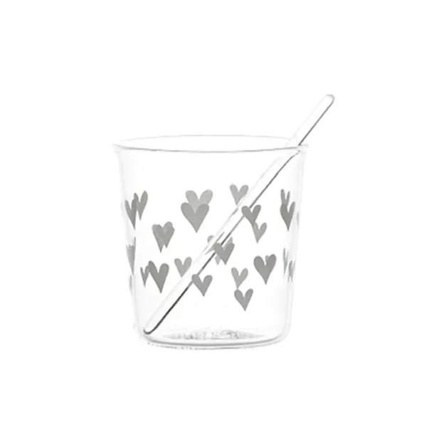 Simple Day Set 4 Bicchierini da Caffè con Tappezzeria di Cuoricini