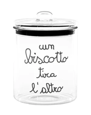 Simple Day Biscottiera in Vetro "Un biscotto tira l'altro"