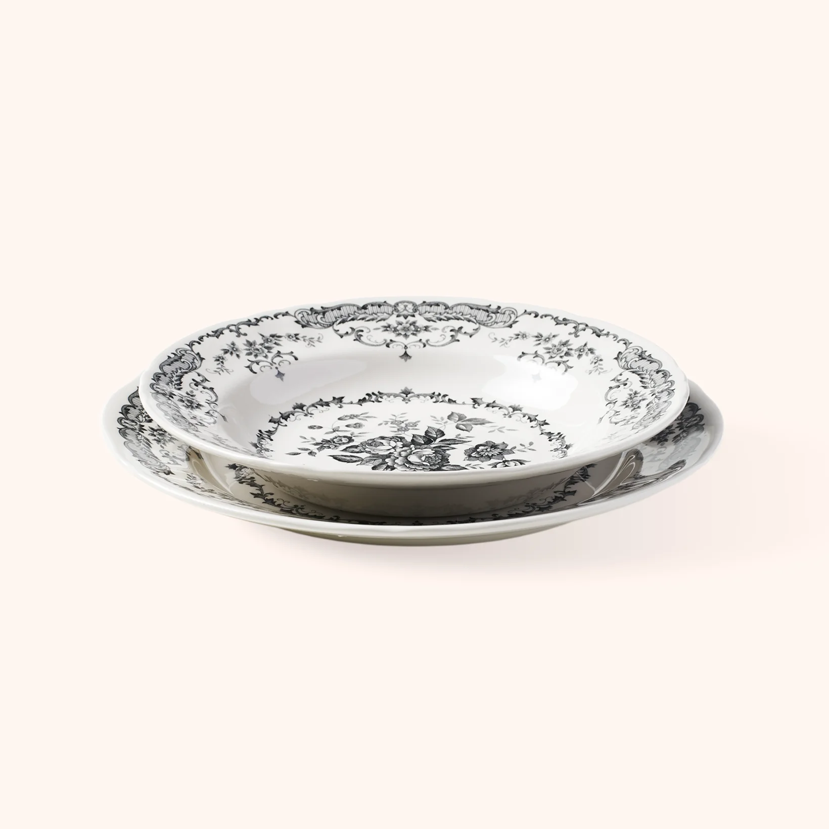 Servizio 6 posti tavola (18 pz) "Rose" nero Bitossi Home