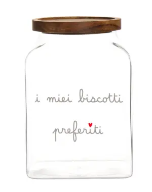 Biscottiera in Vetro con tappo in legno "I miei biscotti preferiti" Simple Day