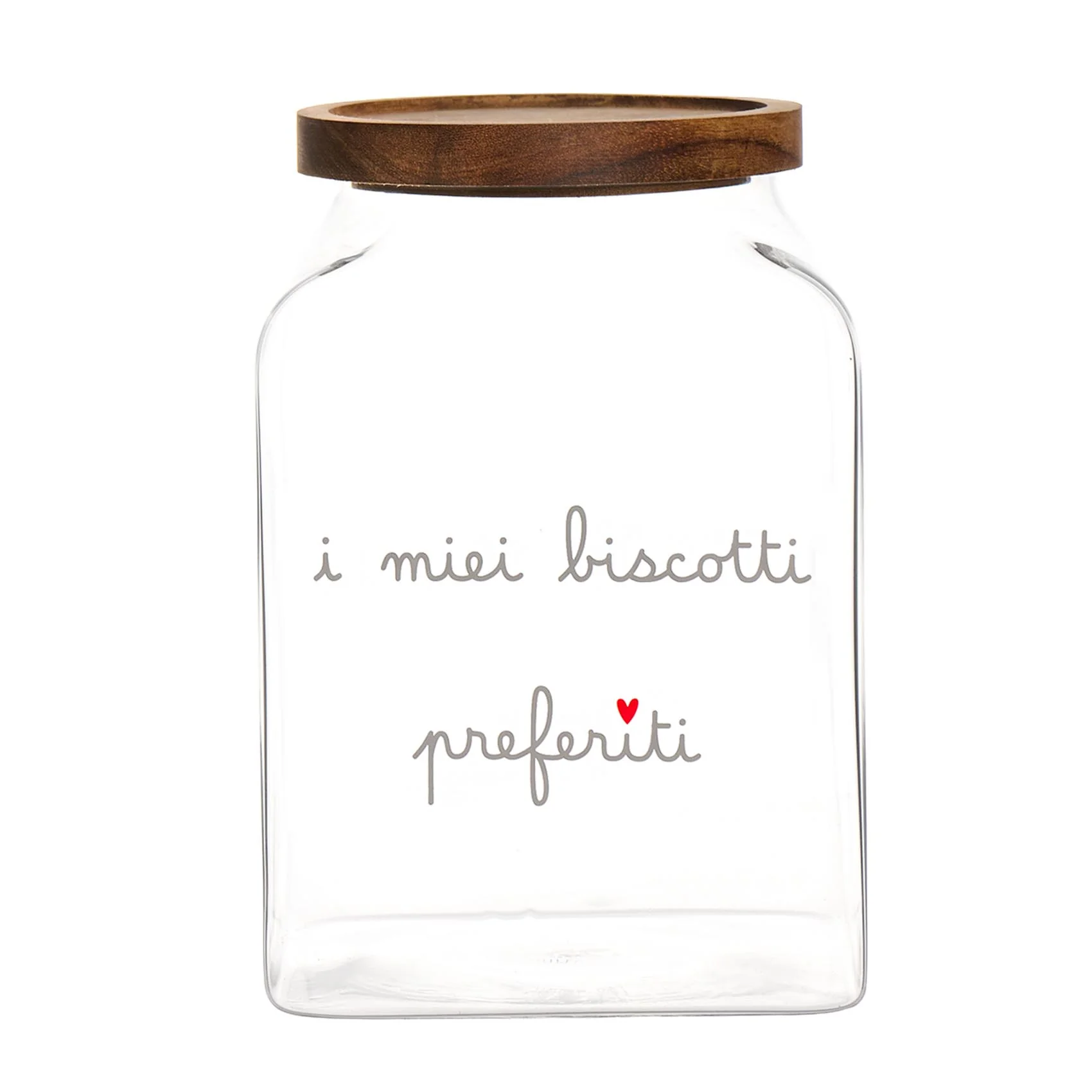 Biscottiera in Vetro con tappo in legno "I miei biscotti preferiti" Simple Day
