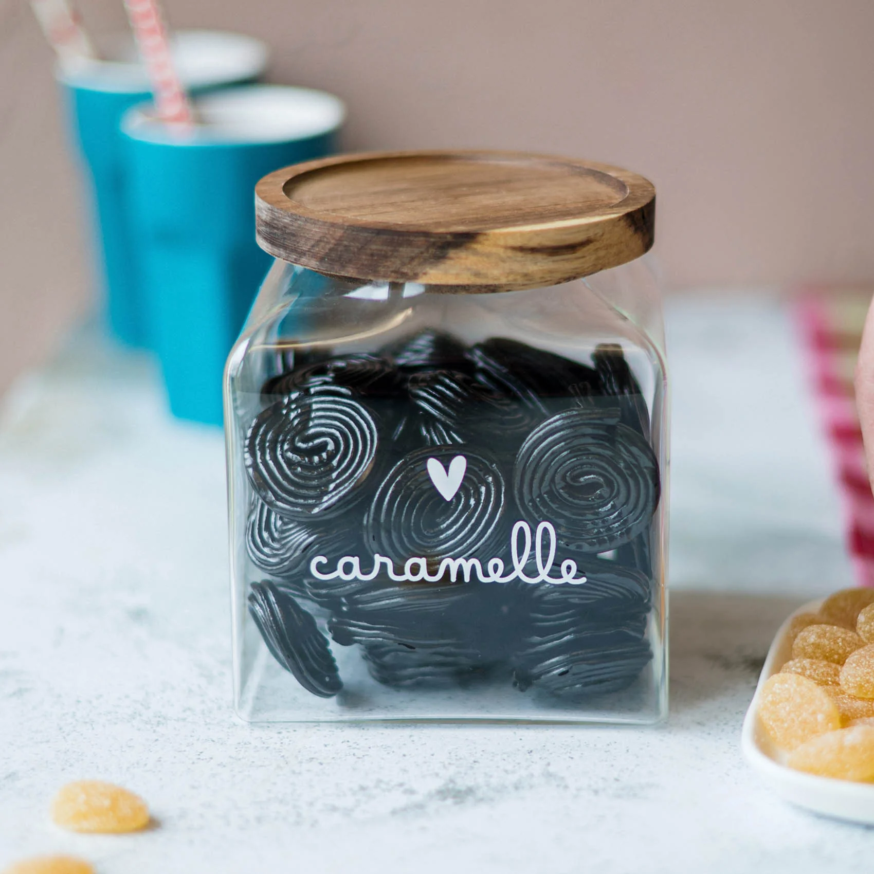 Simple Day Barattolo con tappo in legno "Caramelle"