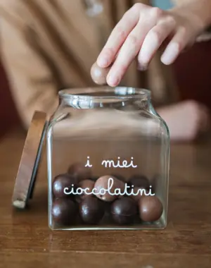 Simple Day Barattolo con tappo in legno "I miei cioccolatini"